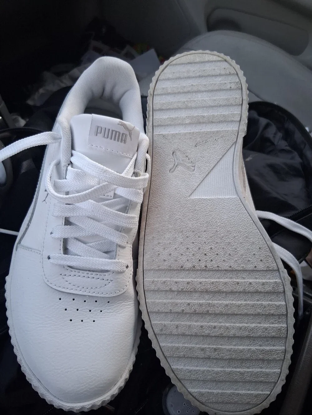 NEW Puma Carina White Low-Top Platform Sneakers